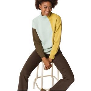 NWT SKFK Gaxi Organic Cotton Colorblock Mock Neck Sweater
